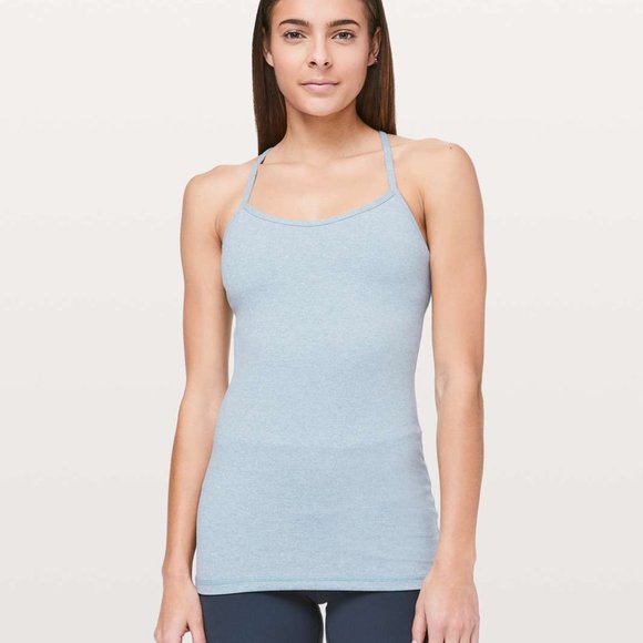 lululemon athletica Tops - Lululemon Power Y Tank Heathered Blue Cast